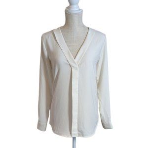 NWOT Ann Taylor Factory Womens Beige V-Neck Long Sleeve Blouse Top